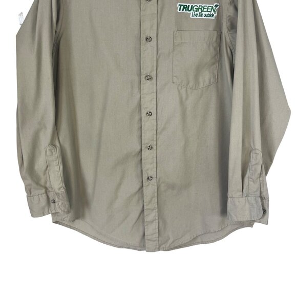 TruGreen Employee Lawn Care Work Shirt Size 16 32/33 Tan Park Street Unifirst - Picture 5 of 8